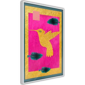 Bimago Zarámovaný obraz - Native American Hummingbird Bílý rám 40x60 cm