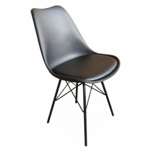 Jídelní židle v černé barvě s čalouněným sedákem s kovovou konstrukcí TK3040