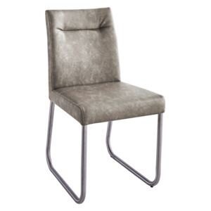 Jídelní židle šedohnědá ekokůže s efektem broušené kůže kovová podnož TK3176