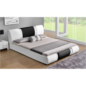 Moderní čalouněná postel s roštem 180x200 ekokůže bílá černá TK3128