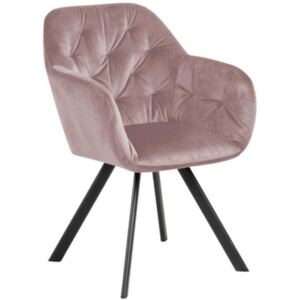 SCANDI Růžová sametová jídelní židle Thalia