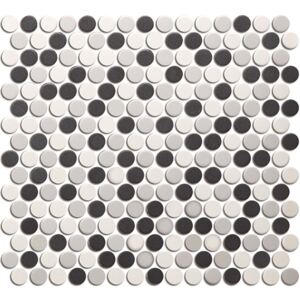 The Mosaic Factory Keramická mozaika bílá; šedá; černá KOLEČKA MIX White Grey Black kolečka prům. 1,9 (31,5x29,4) cm - LOPMIX4