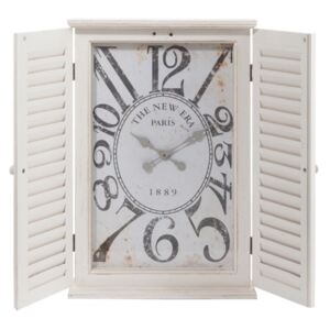 Dřevěné nástěnné vintage hodiny s okenicí - 52*13*80cm