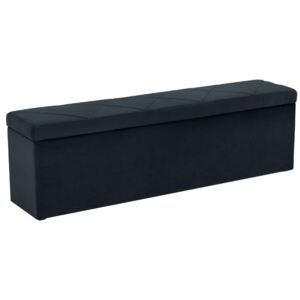 Tmavě modrá sametová lavice s úložným boxem Windsor & Co Superb 140 cm