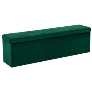 Smaragdově zelená sametová lavice s úložným boxem Windsor & Co Superb 160 cm