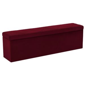 Vínově červená sametová lavice s úložným boxem Windsor & Co Superb 160 cm