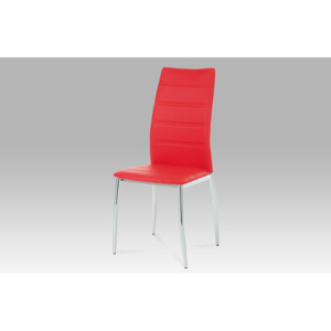 Jídelní židle chrom a ekokůže červená AC-1295 RED