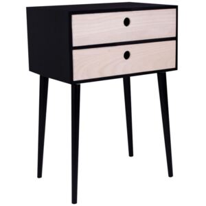 Nordic Living Černý dřevěný noční stolek Feda II. 45 x 32 cm