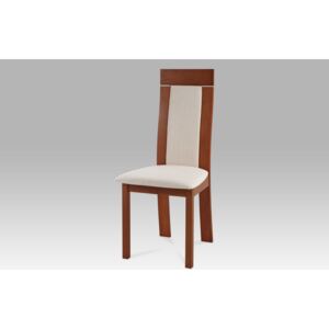 Jídelní židle dřevěná dekor třešeň a potah krémová látka BC-3921 TR3