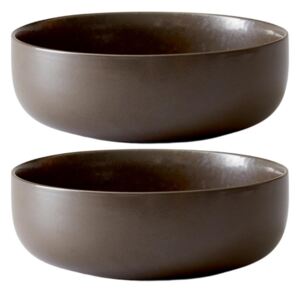 Set dvou tmavě hnědo šedých porcelánových misek MENU NEW NORM 21,5 cm