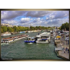 Obraz přístavních lodí na řece (F002959F7050)