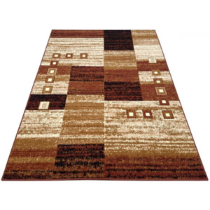 Kusový koberec PP Kostky hnědý 80x140