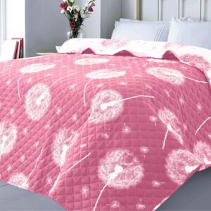 XPOSE® Přehoz na postel PAMPELIŠKY DUO - růžová/bílá 220x240 cm