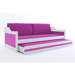 Dětská postel CASPER 2 + matrace + rošt ZDARMA, 90x200, bílý, růžová