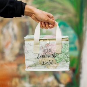 Sass & Belle Zelená taška na piknik nebo oběd s cestovatelským motivem World Explorer