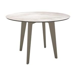 Stern Hliníkový jídelní stůl, Stern, kulatý 110x75 cm, hliníkový rám šedobéžový (taupe), HPL deska Silverstar 2.0 Nordic Green
