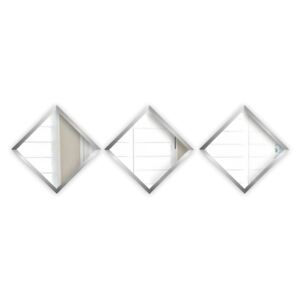 Sada 3 nástěnných zrcadel s rámem ve stříbrné barvě Oyo Concept Luna, 24 x 24 cm