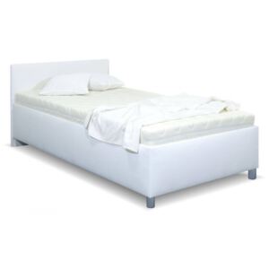 Zvýšená čalouněná postel s úložným prostorem Lyoneta, 90x200, bílá