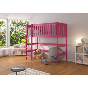 Patrová postel dětská Lanny 90x200 cm Tmavě růžová