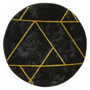 Kulatý koberec moderní Festival 5870 Geometrický černý žlutý Rozměr: průměr 60 cm