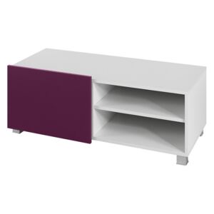 TV stolek Deco DC07 G RTV1D, Barva: bílá / bílý lesk + fialový lesk