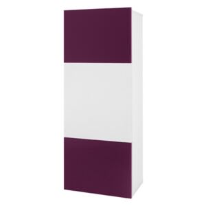 Závěsná skříňka Deco DC08 G WISZ PELNA, Barva: bílá / bílý lesk + fialový lesk