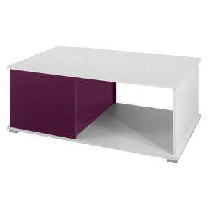 Konferenční stolek Deco DC10 G LAWA, Barva: bílá / bílý lesk + fialový lesk