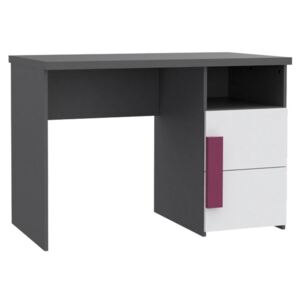 Psací stůl Libelle LBLT21, Barva: šedý mat / bílá / fialová