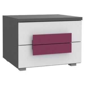 Noční stolek Libelle LBLK02, Barva: šedý mat / bílá / fialová