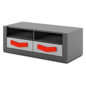 TV stolek Lopez LP18, Barva: grafit / šedá, Barva úchytek: červená