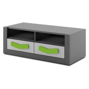TV stolek Lopez LP18, Barva: grafit / šedá, Barva úchytek: zelená