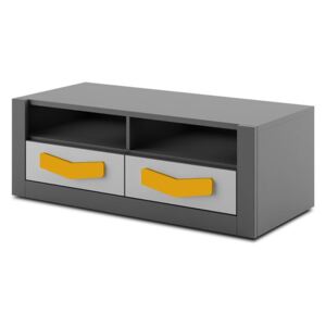 TV stolek Lopez LP18, Barva: grafit / šedá, Barva úchytek: oranžová