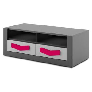 TV stolek Lopez LP18, Barva: grafit / šedá, Barva úchytek: růžová