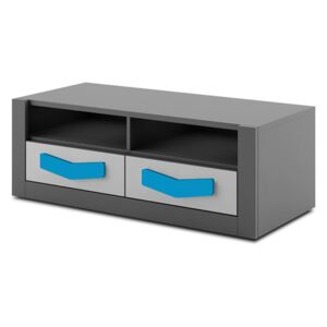 TV stolek Lopez LP18, Barva: grafit / šedá, Barva úchytek: modrá