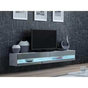 TV stolek Zigo New 180, Osvětlení: osvětlení LED - modré, Barva: bílá / šedá lesk