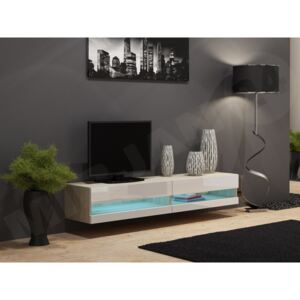 TV stolek Zigo New 180, Osvětlení: osvětlení LED - modré, Barva: dub sonoma / bílá lesk