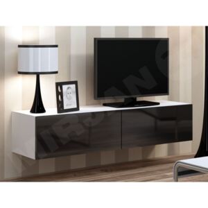 TV stolek Zigo 140, Barva: bílá / černý lesk