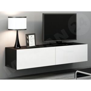 TV stolek Zigo 140, Barva: černý / bílá lesk