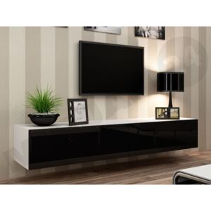 TV stolek Zigo 180, Barva: bílá / černý lesk