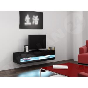 TV stolek Zigo New 140, osvetleni osvětlení LED - bílé, 046-barva černý / černý lesk MIRJAN 5902928696455