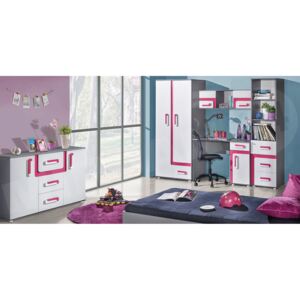 Dětský nábytek Petito X, Barva: antracit / bílá + růžová