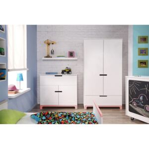 Dětský nábytek Mini II, Barva: bílá / bílá + růžová