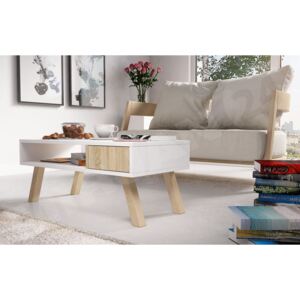 Konferenční stolek Donti, Barva: bílá / sonoma + bukové dřevo