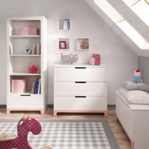 Dětský nábytek Mini IV, Barva: bílá / bílá + růžová