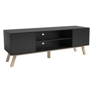 TV stolek Kasrula, Barva: černý / černý + bukové dřevo