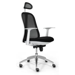 Židle Libra High s podhlavníkem - bílá (Kvalitní kancelářská židle s podhlavníkem)