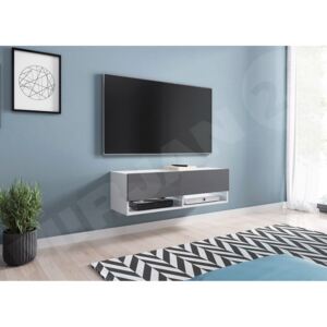 TV stolek Adenik 100, Barva: bílá / šedý lesk, Osvětlení: osvětlení LED RGB - barevné