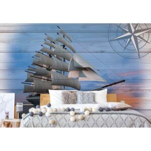 Fototapeta - Rustic Sailing Ship Wood Planks Papírová tapeta - 368x280 cm
