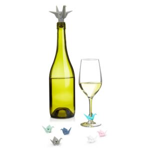 Zátka na víno a rozlišovače sklenic Umbra Origami 6ks