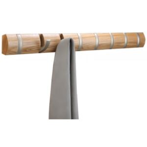 Dřevěný věšák na zeď Umbra Flip 8 s kovovými háčky | přírodní